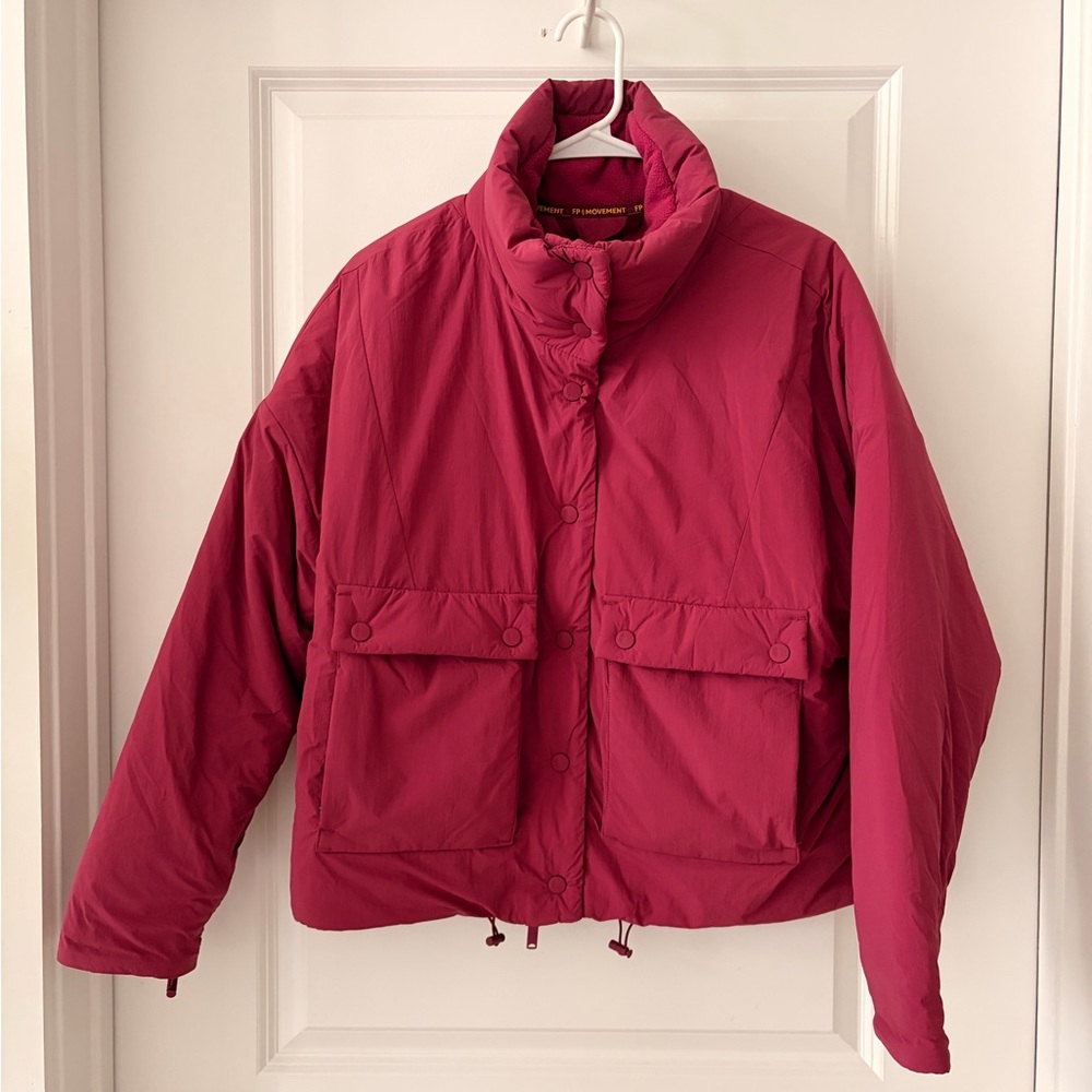 Free People Packable Raspberry Oversized Puffer Jacket - Picture 2 of 9